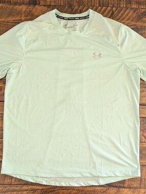 Under Armour Heatgear Seamless Tee Athletic Shirt Fitted Mens L Seafoam Green